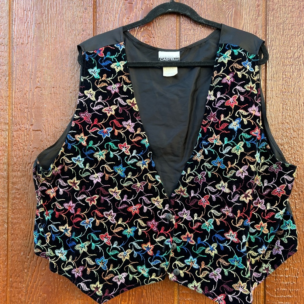 Vintage Roberta Di Castelli embroidered vest boho “Stevie Nicks” style size 26